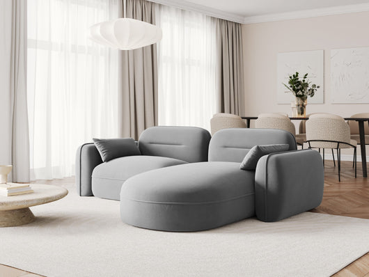 Cosmopolitan Design - Divano angolare modulare destro "Sydney" 3 posti in velluto grigio chiaro 