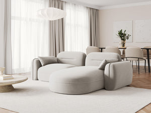 Cosmopolitan Design - Divano angolare modulare destro "Sydney" 3 posti in velluto beige chiaro 