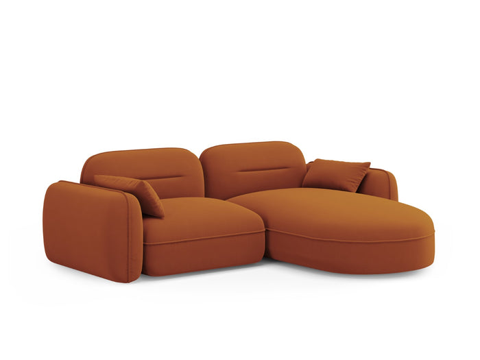 Cosmopolitan Design - Divano angolare modulare destro "Sydney" 3 posti in velluto terracotta 