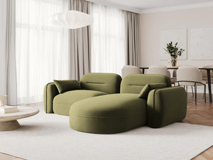 Cosmopolitan Design - Divano angolare modulare destro "Sydney" 3 posti in velluto verde chiaro 