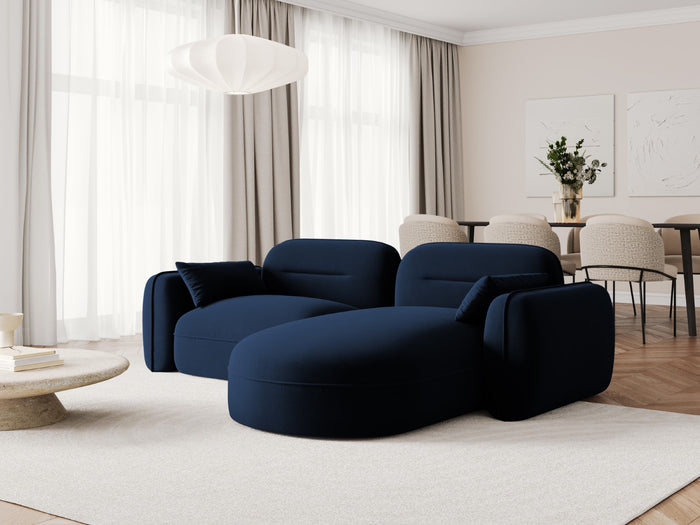 Cosmopolitan Design - Divano angolare modulare destro "Sydney" 3 posti in velluto blu reale 