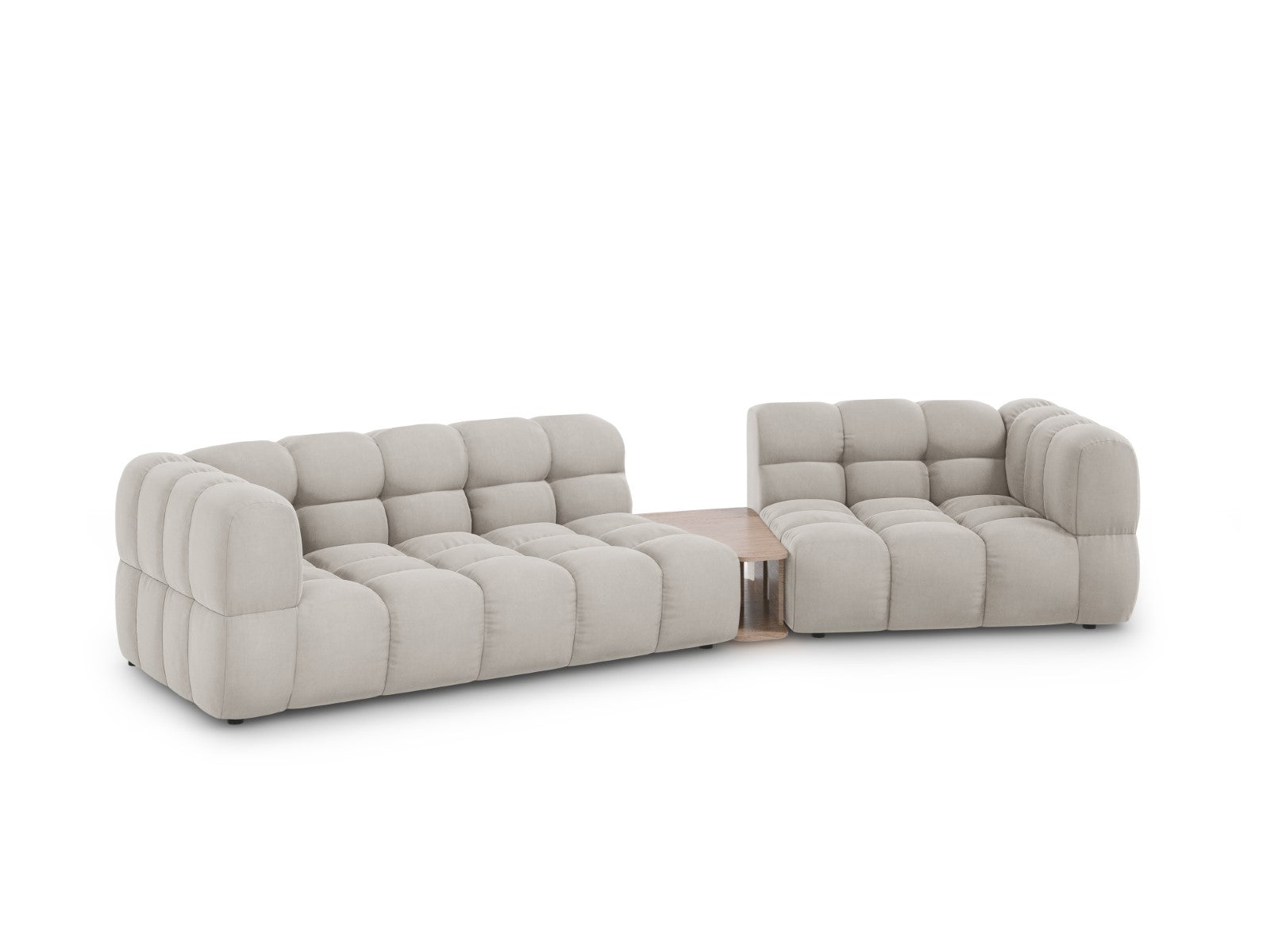 Cosmopolitan Design - Divano modulare destro "Sky" 3 posti in velluto beige chiaro 