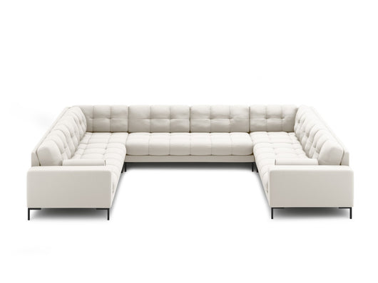 Cosmopolitan Design - Divano panoramico "Bali" 9 posti in tessuto strutturato beige chiaro 