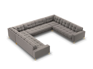 Cosmopolitan Design - Divano panoramico "Bali" 9 posti in velluto grigio chiaro 