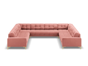 Cosmopolitan Design - Divano panoramico "Bali" 9 posti in velluto rosa 