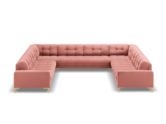 Cosmopolitan Design - Divano panoramico "Bali" 9 posti in velluto rosa 
