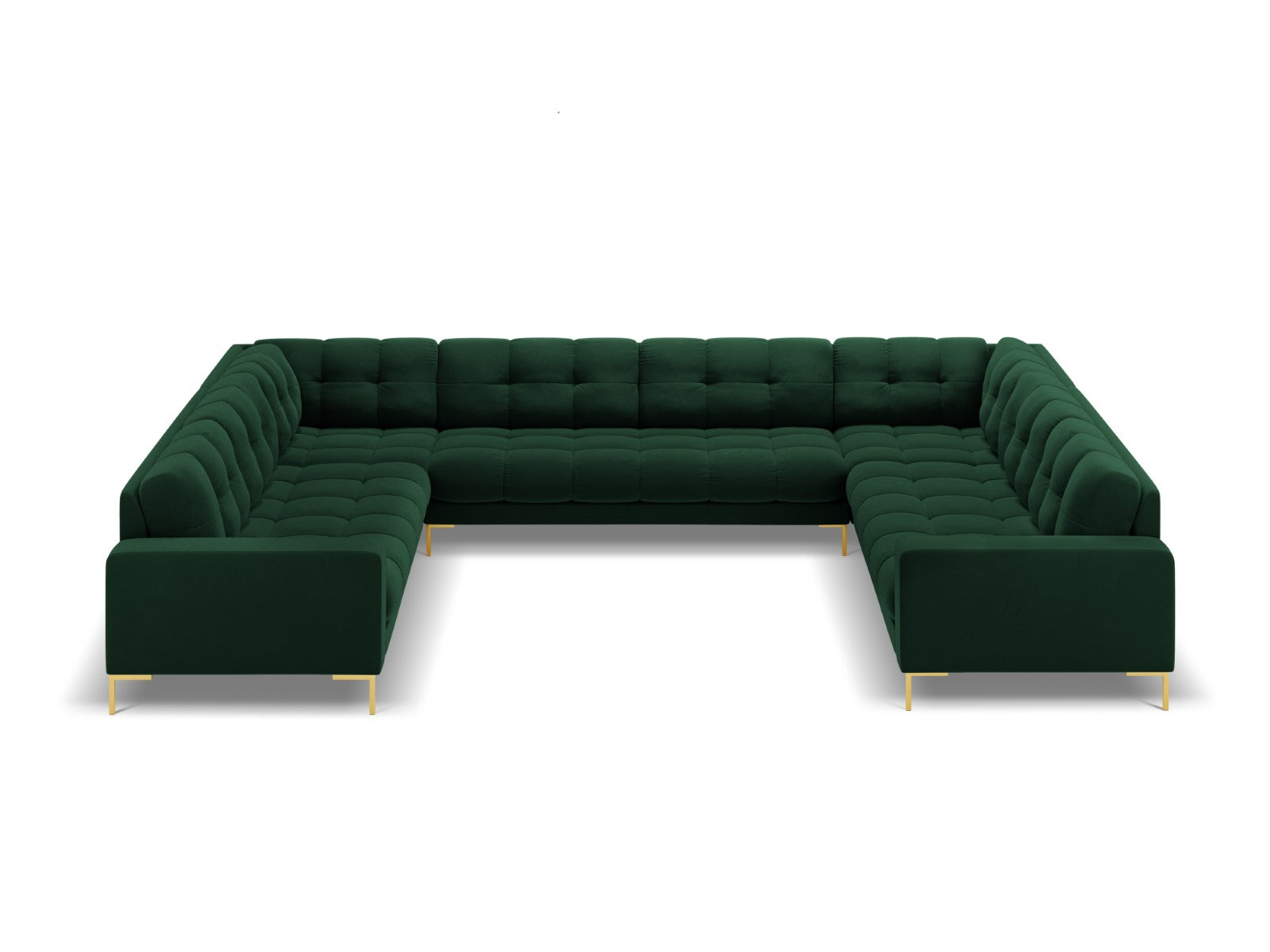 Cosmopolitan Design - Divano panoramico "Bali" 9 posti in velluto verde bottiglia 