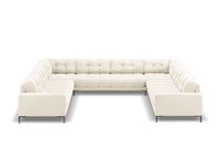 Cosmopolitan Design - Divano panoramico "Bali" 9 posti in velluto beige chiaro 