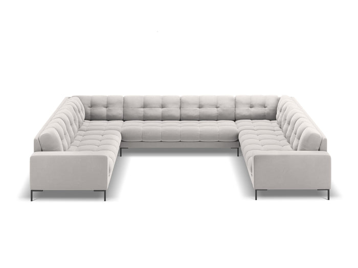 Cosmopolitan Design - Divano panoramico "Bali" 9 posti in velluto argento 