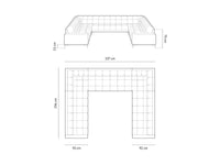 Cosmopolitan Design - Divano panoramico "Bali" 9 posti in velluto rosa 