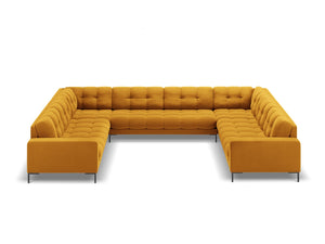 Cosmopolitan Design - Divano panoramico "Bali" 9 posti in velluto giallo 