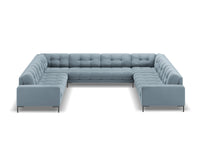 Cosmopolitan Design - Divano panoramico "Bali" 9 posti in velluto azzurro 