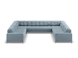 Cosmopolitan Design - Divano panoramico "Bali" 9 posti in velluto azzurro 
