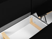 Cosmopolitan Design - Divano panoramico convertibile sinistro con contenitore "Kyoto" 7 posti in velluto nero 