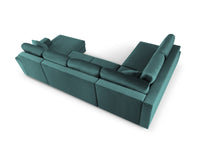 Cosmopolitan Design - Divano panoramico convertibile sinistro con contenitore "Kyoto" 7 posti in velluto petrolio 