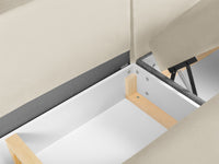 Cosmopolitan Design - Divano panoramico convertibile sinistro con contenitore "Kyoto" 7 posti in velluto beige chiaro 