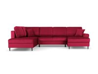 Cosmopolitan Design - Divano panoramico convertibile sinistro con contenitore "Kyoto" 7 posti in velluto rosso 