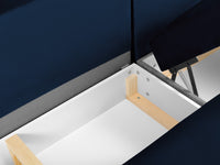 Cosmopolitan Design - Divano panoramico convertibile sinistro con contenitore "Kyoto" 7 posti in velluto blu reale 