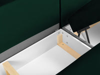 Cosmopolitan Design - Divano panoramico convertibile sinistro con box "Kyoto" 7 posti in velluto verde bottiglia 