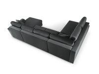 Cosmopolitan Design - Divano panoramico convertibile sinistro con contenitore "Kyoto" 7 posti in velluto grigio scuro 