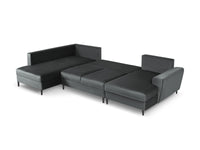 Cosmopolitan Design - Divano panoramico convertibile sinistro con contenitore "Kyoto" 7 posti in velluto grigio scuro 