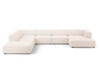 Cosmopolitan Design - Divano panoramico sinistro "Arendal" 7 posti in ciniglia beige chiaro 