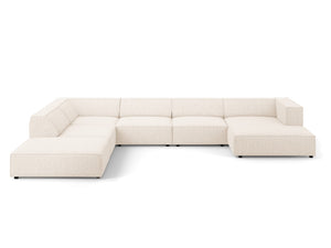 Cosmopolitan Design - Divano panoramico sinistro "Arendal" 7 posti in ciniglia beige chiaro 