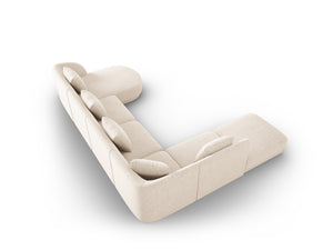 Cosmopolitan Design - Divano panoramico sinistro "Tulum" 6 posti in ciniglia beige chiaro 
