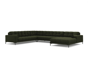 Cosmopolitan Design - Divano panoramico sinistro "Bali" 7 posti in tessuto strutturato verde 