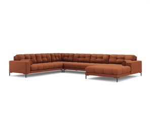 Cosmopolitan Design - Divano panoramico sinistro "Bali" 7 posti in tessuto strutturato mattone 