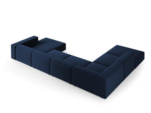 Cosmopolitan Design - Divano panoramico sinistro "Arendal" 7 posti in velluto blu reale 