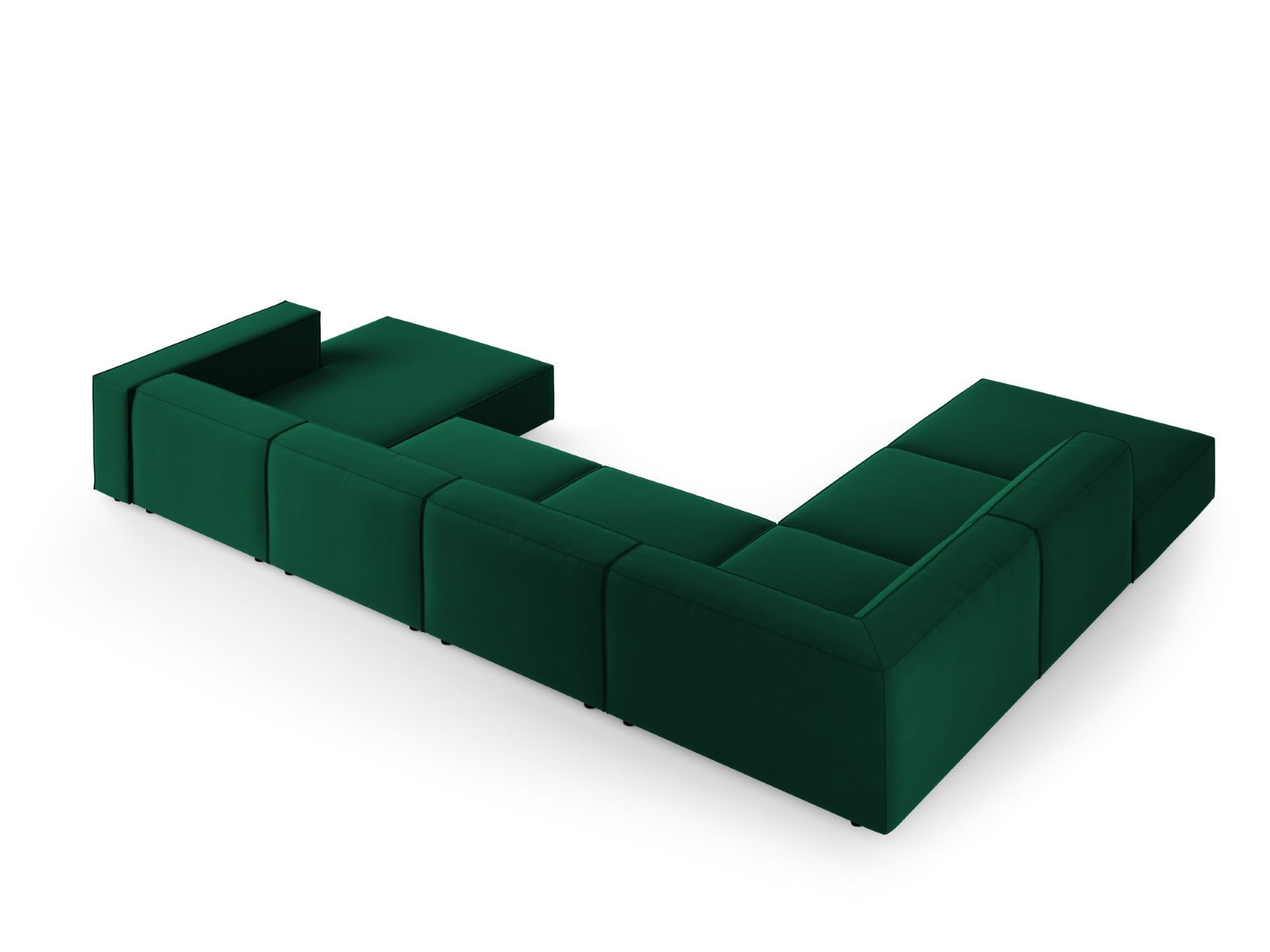 Cosmopolitan Design - Divano panoramico sinistro "Arendal" 7 posti in velluto verde bottiglia 