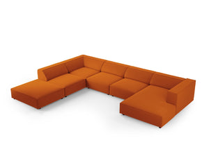 Cosmopolitan Design - Divano panoramico sinistro "Arendal" 7 posti in velluto terracotta 