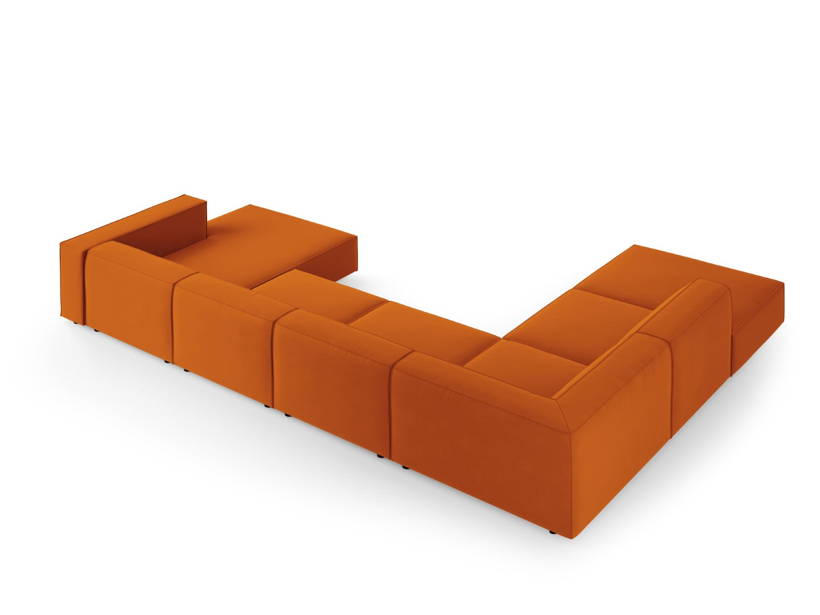 Cosmopolitan Design - Divano panoramico sinistro "Arendal" 7 posti in velluto terracotta 