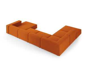 Cosmopolitan Design - Divano panoramico sinistro "Arendal" 7 posti in velluto terracotta 