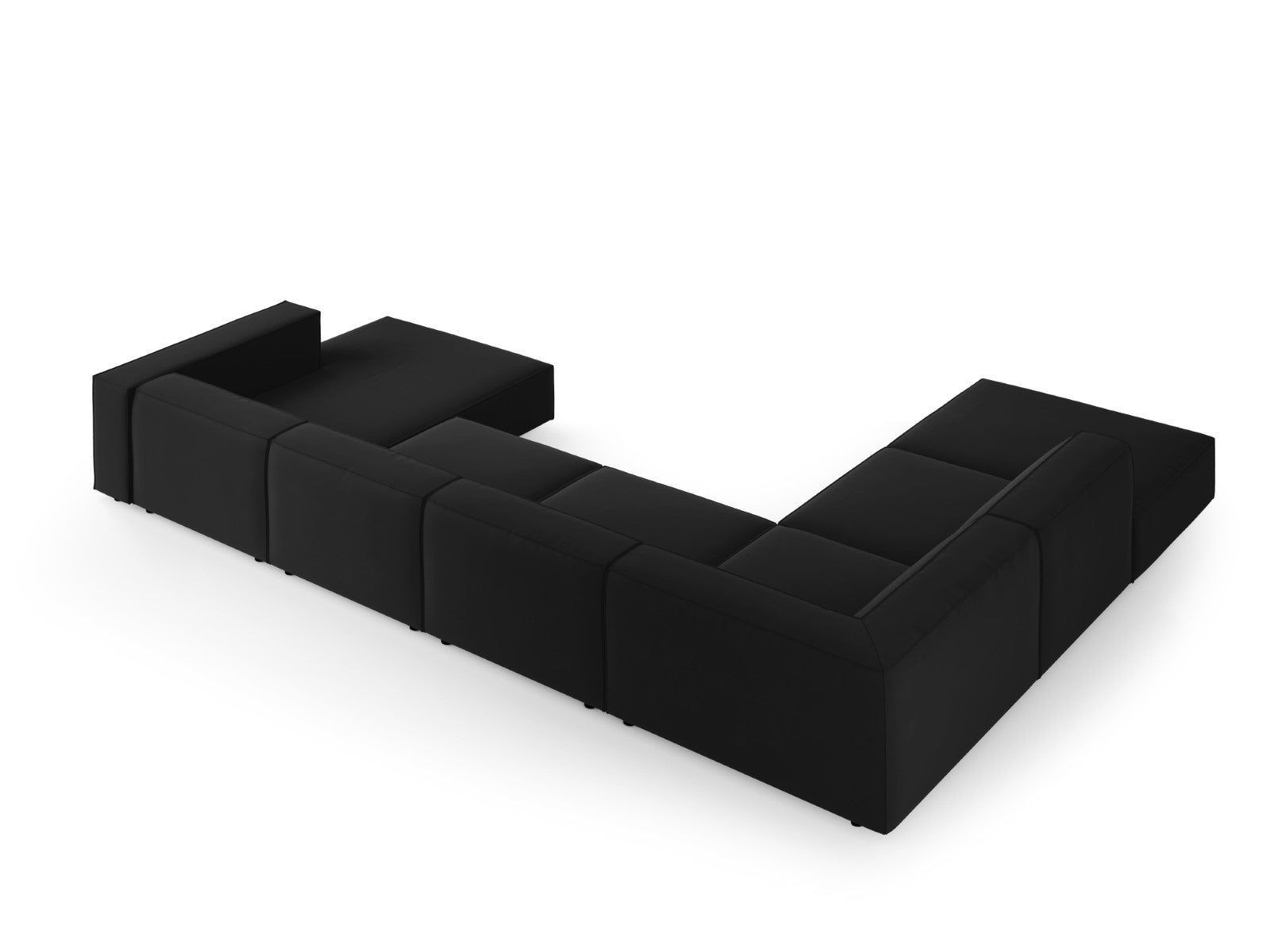 Cosmopolitan Design - Divano panoramico sinistro "Arendal" 7 posti in velluto nero 