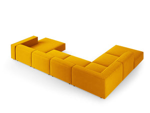 Cosmopolitan Design - Divano panoramico sinistro "Arendal" 7 posti in velluto giallo 