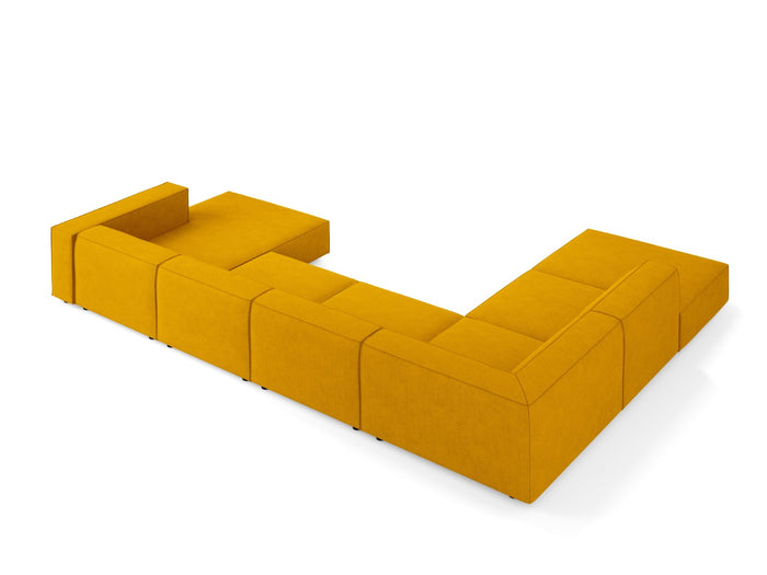 Cosmopolitan Design - Divano panoramico sinistro "Arendal" 7 posti in ciniglia con effetto a coste senape 