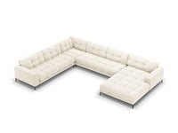 Cosmopolitan Design - Divano panoramico sinistro "Bali" 7 posti in velluto beige chiaro 