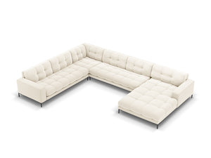 Cosmopolitan Design - Divano panoramico sinistro "Bali" 7 posti in velluto beige chiaro 