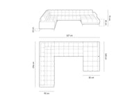 Cosmopolitan Design - Divano panoramico sinistro "Bali" 7 posti in velluto grigio scuro 