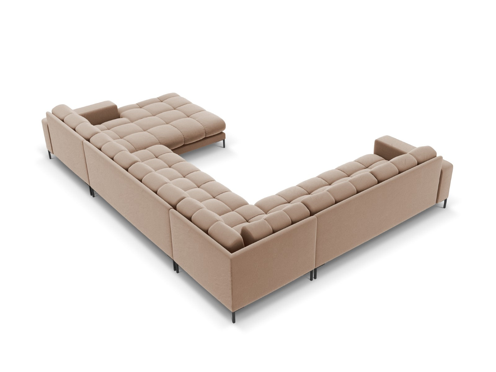 Cosmopolitan Design - Divano panoramico sinistro "Bali" 7 posti in velluto beige 