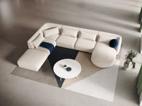 Cosmopolitan Design - Divano panoramico sinistro "Tulum" 6 posti in velluto beige chiaro 