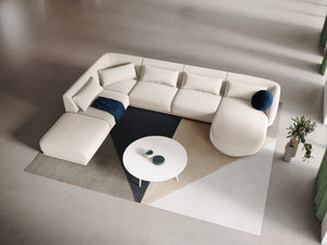 Cosmopolitan Design - Divano panoramico sinistro "Tulum" 6 posti in velluto beige chiaro 