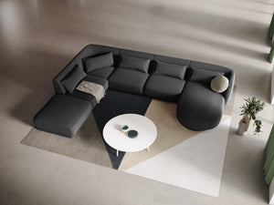 Cosmopolitan Design - Divano panoramico sinistro "Tulum" 6 posti in velluto grigio 