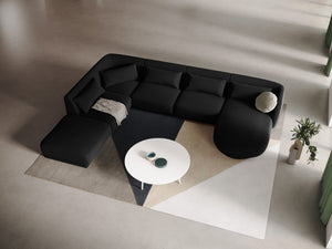 Cosmopolitan Design - Divano panoramico sinistro "Tulum" 6 posti in velluto nero 