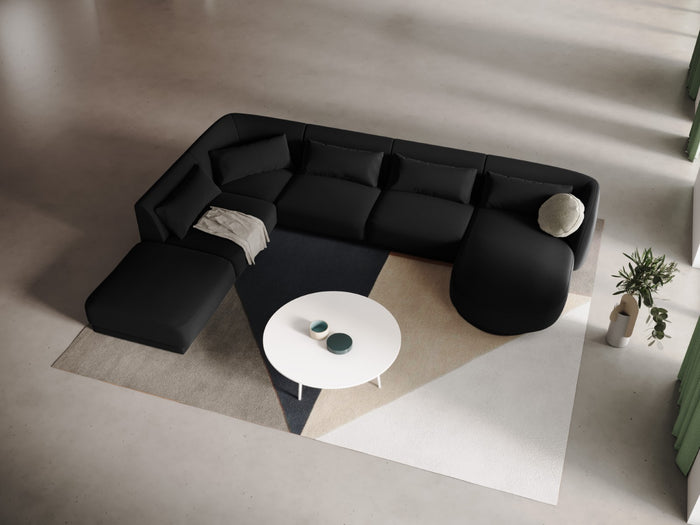 Cosmopolitan Design - Divano panoramico sinistro "Tulum" 6 posti in velluto nero 