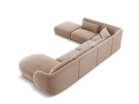 Cosmopolitan Design - Divano panoramico sinistro "Tulum" 6 posti in velluto beige 