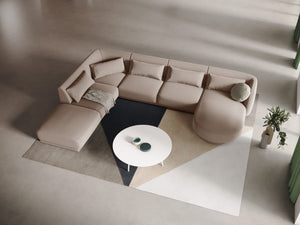 Cosmopolitan Design - Divano panoramico sinistro "Tulum" 6 posti in velluto beige 