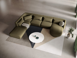 Cosmopolitan Design - Divano panoramico sinistro "Tulum" 6 posti in velluto verde 